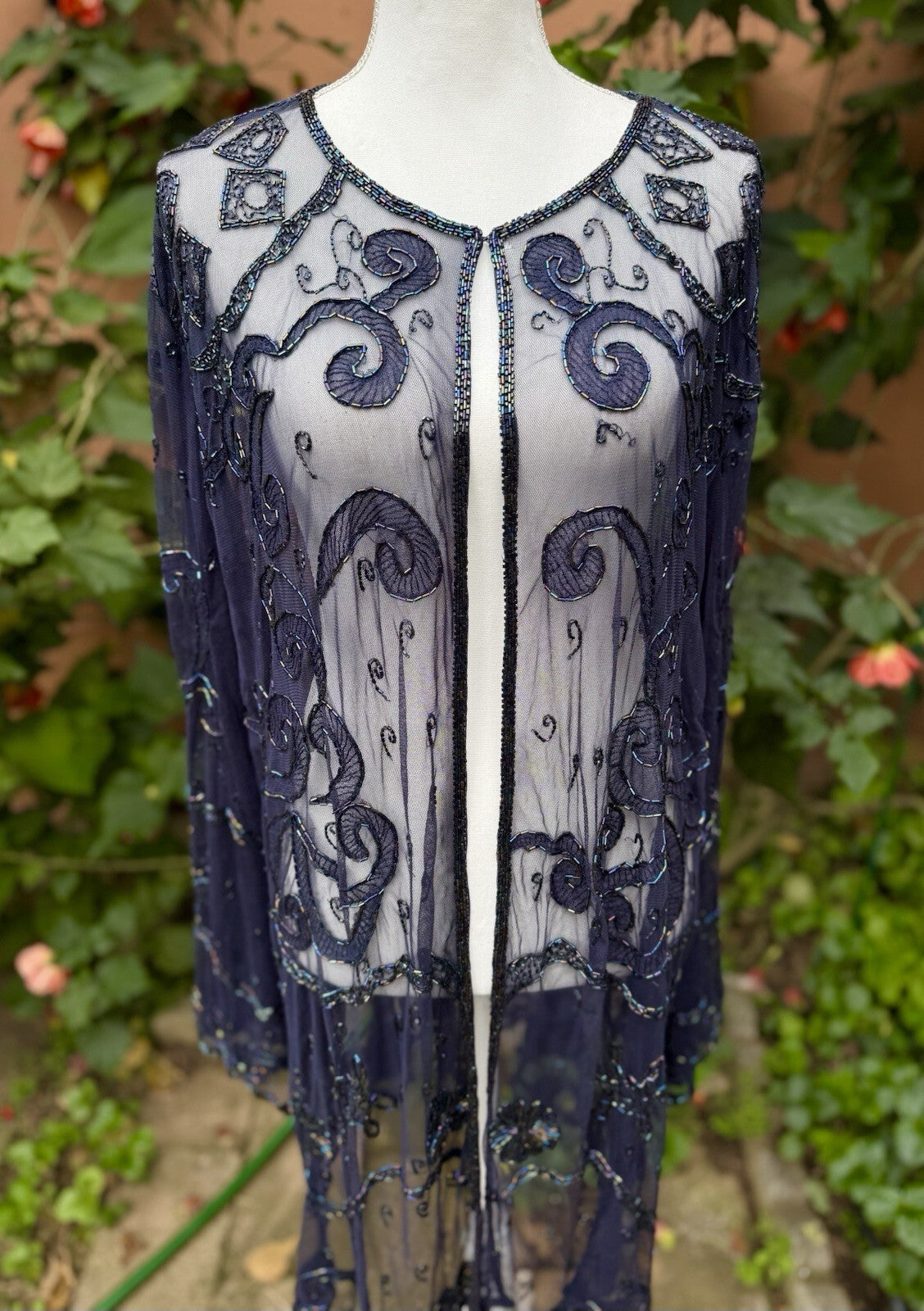 Judith Ann Plus vintage beaded mesh duster cardigan, women's 3X, photo 7