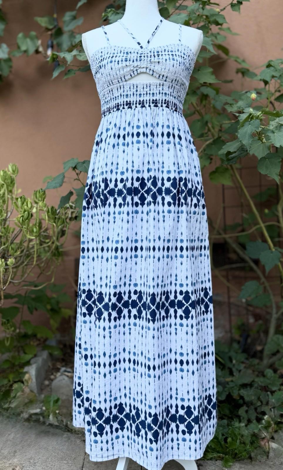 American Threads Blue & White Tie Dye Maxi Dress Size M