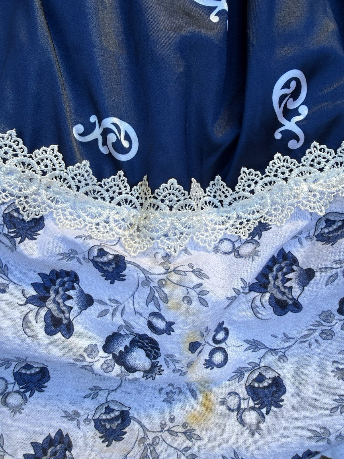 Marie Antoinette Victorian Renaissance royal blue, gray and white lace trim costume dress, women's size M, photo 2