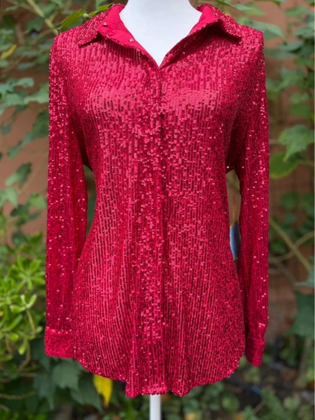 CeCe Red Sequins Christmas Holiday Jacket Women’s Size L