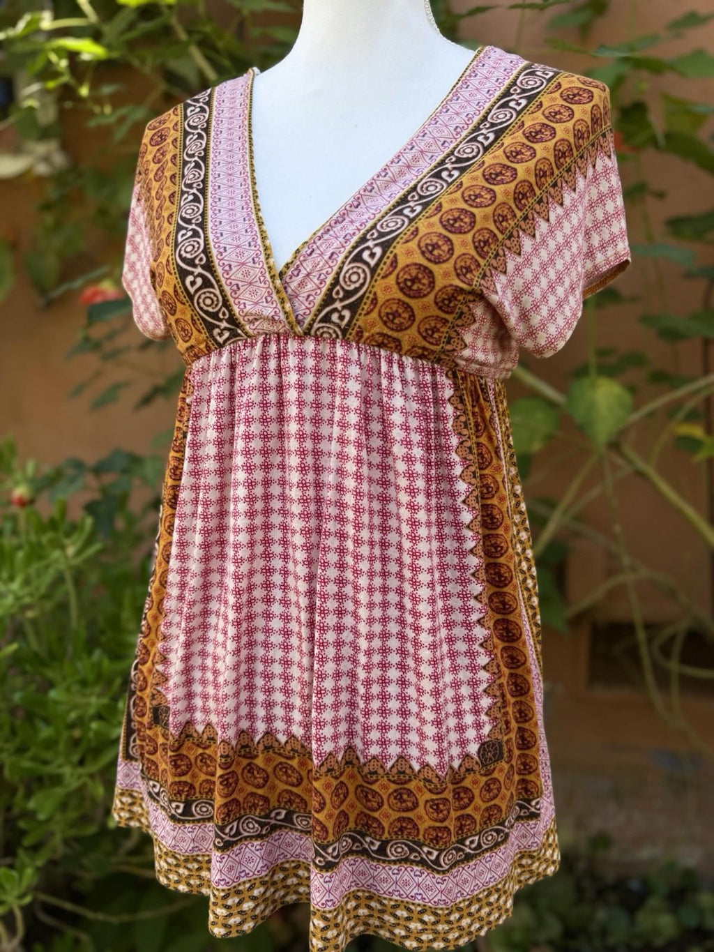 Charlotte Russe Fall Patterned Baby Doll Women’s Top Size S