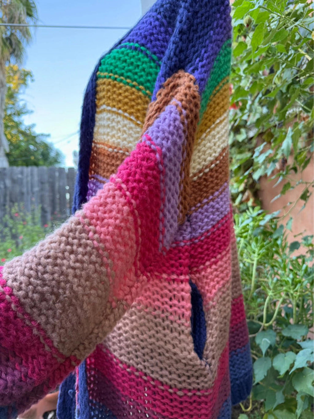 Posh By Together One Size Knit Rainbow Sweater