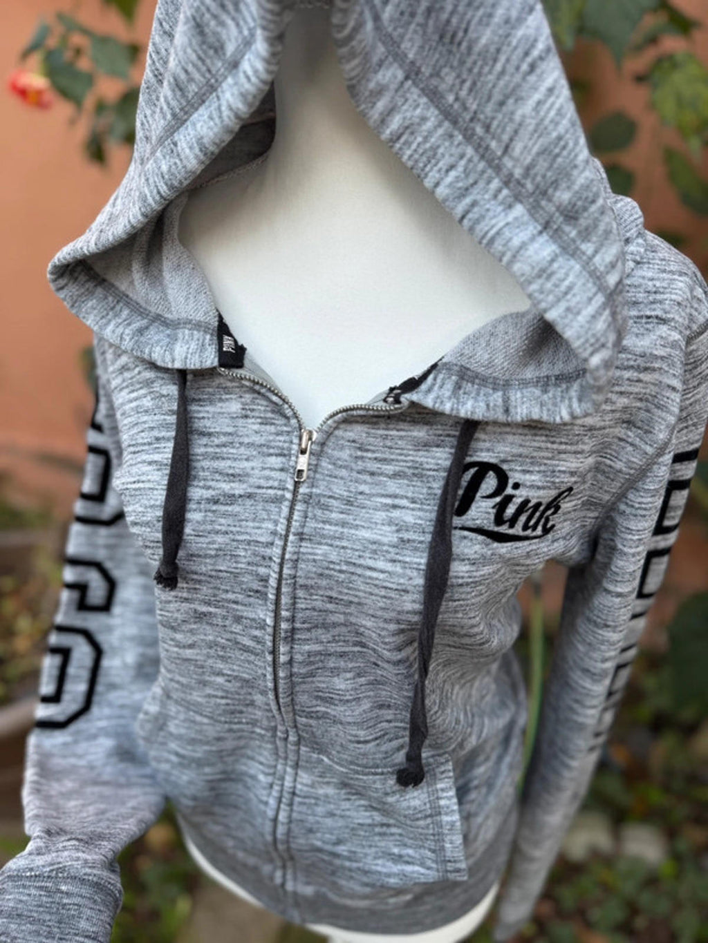 PINK Victoria Secret Gray & Black Hoodie Size M