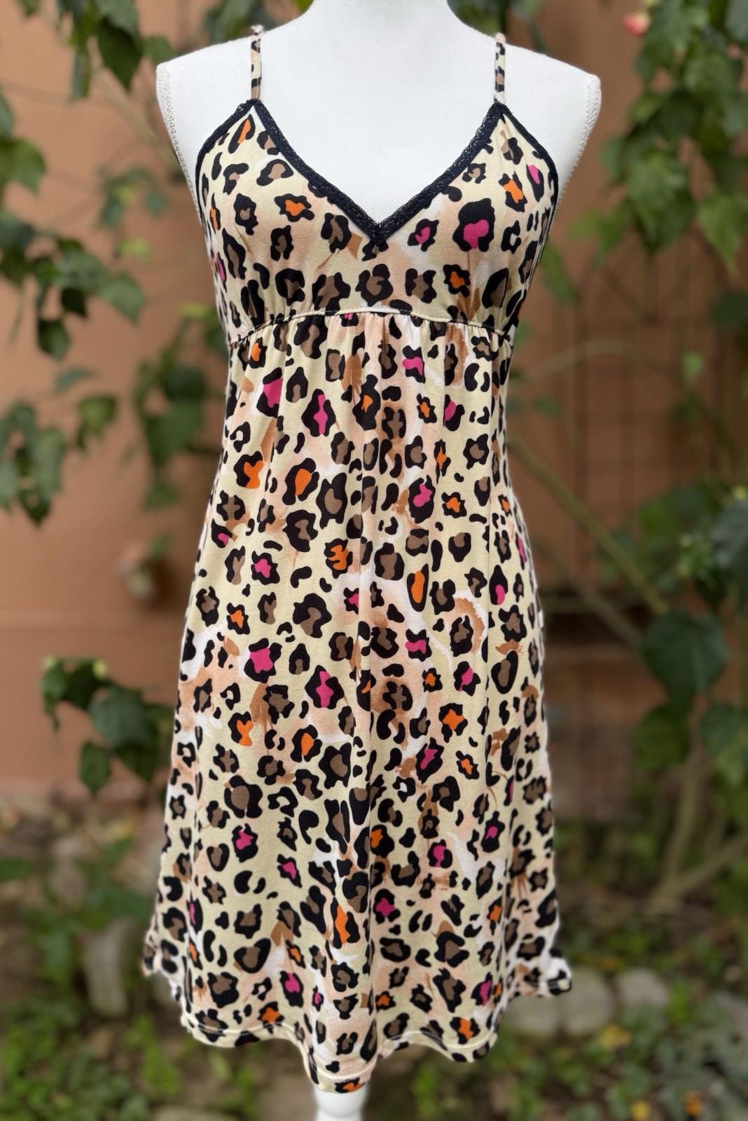 Leopard Print Love To Slip Dress Night Gown Women’s Size Small S