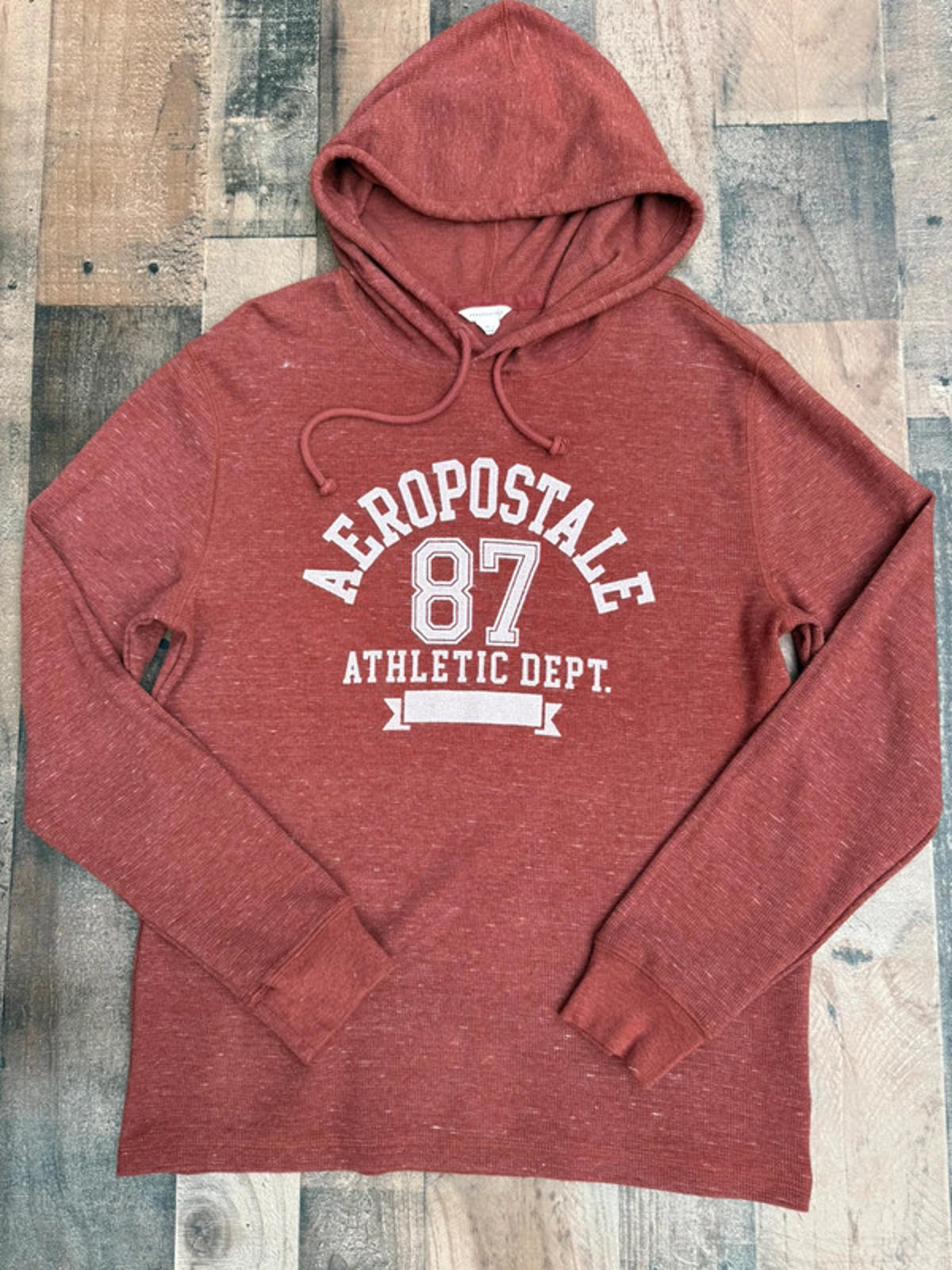 Aeropostale Brick Burnt Orange Waffle Knit Unisex Women’s Or Men’s Hoodie Size M