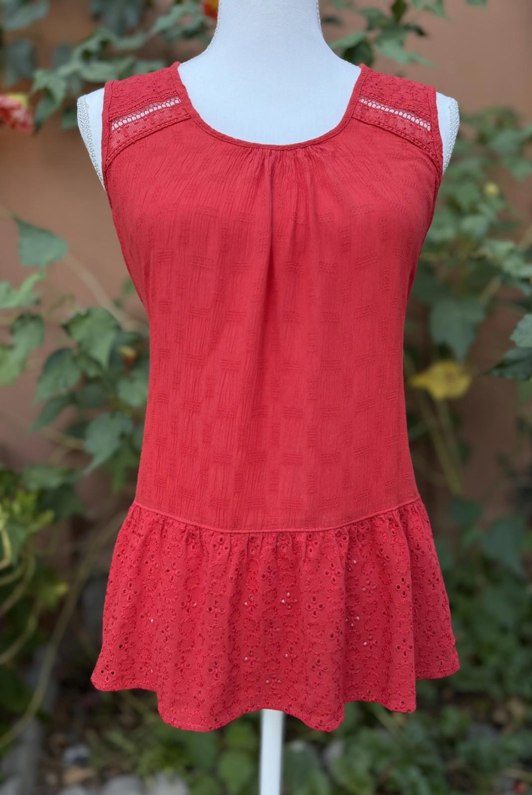 Knox Rose Red Tank Top Size Large L Women’s Ruffled Top Blouse