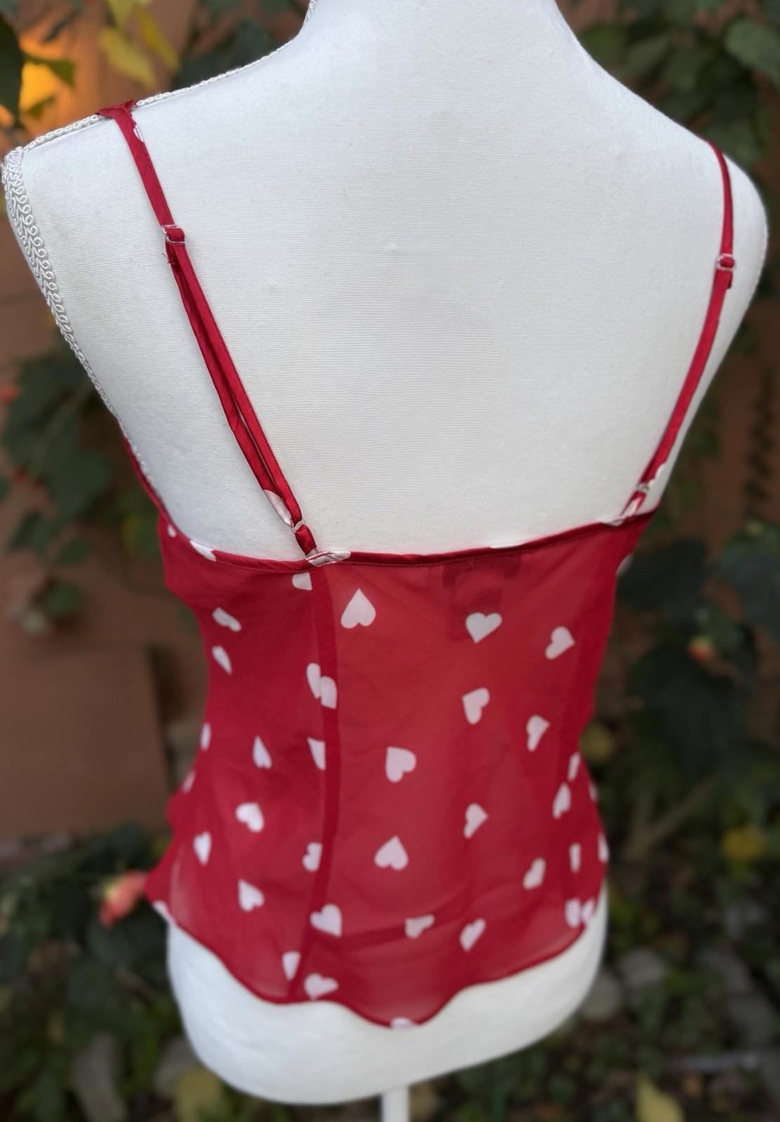 Morgan Taylor Intimates Red White Hearts Cute Cami Top Size S