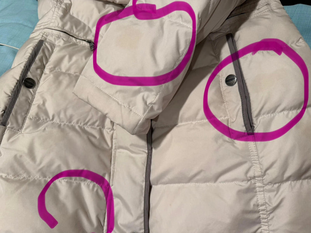 Larry Levine Cream Color Fur Hooded Down Jacket Size Small