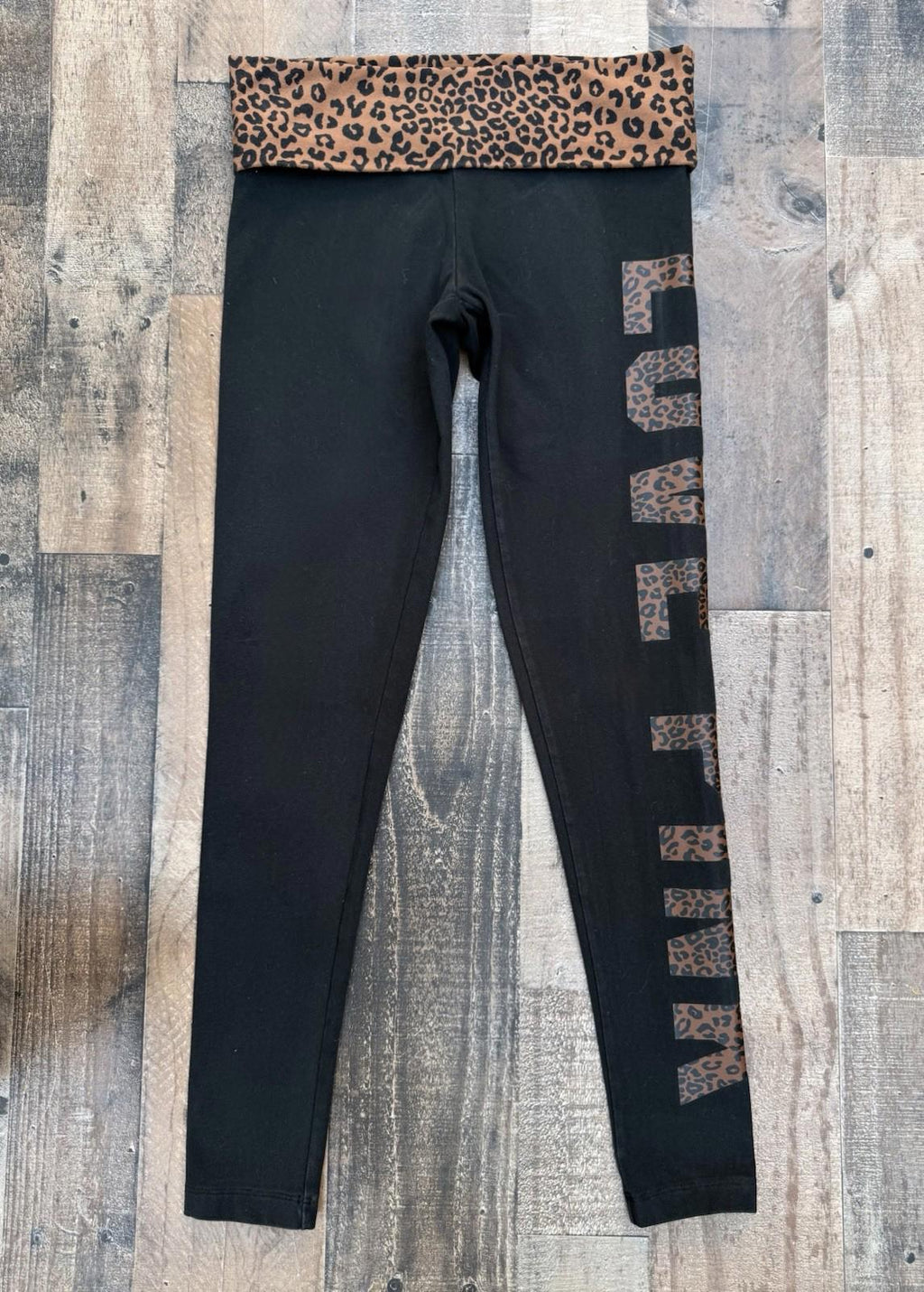 LOVE PINK Victoria Secret Leggings Leopard Print & Black Size S