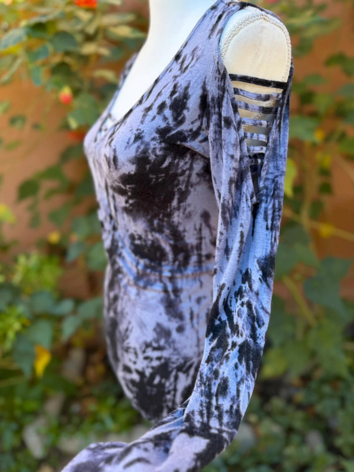 Rock & Republic purple Black Tie Dye Long Skeeved Grunge Top Size M