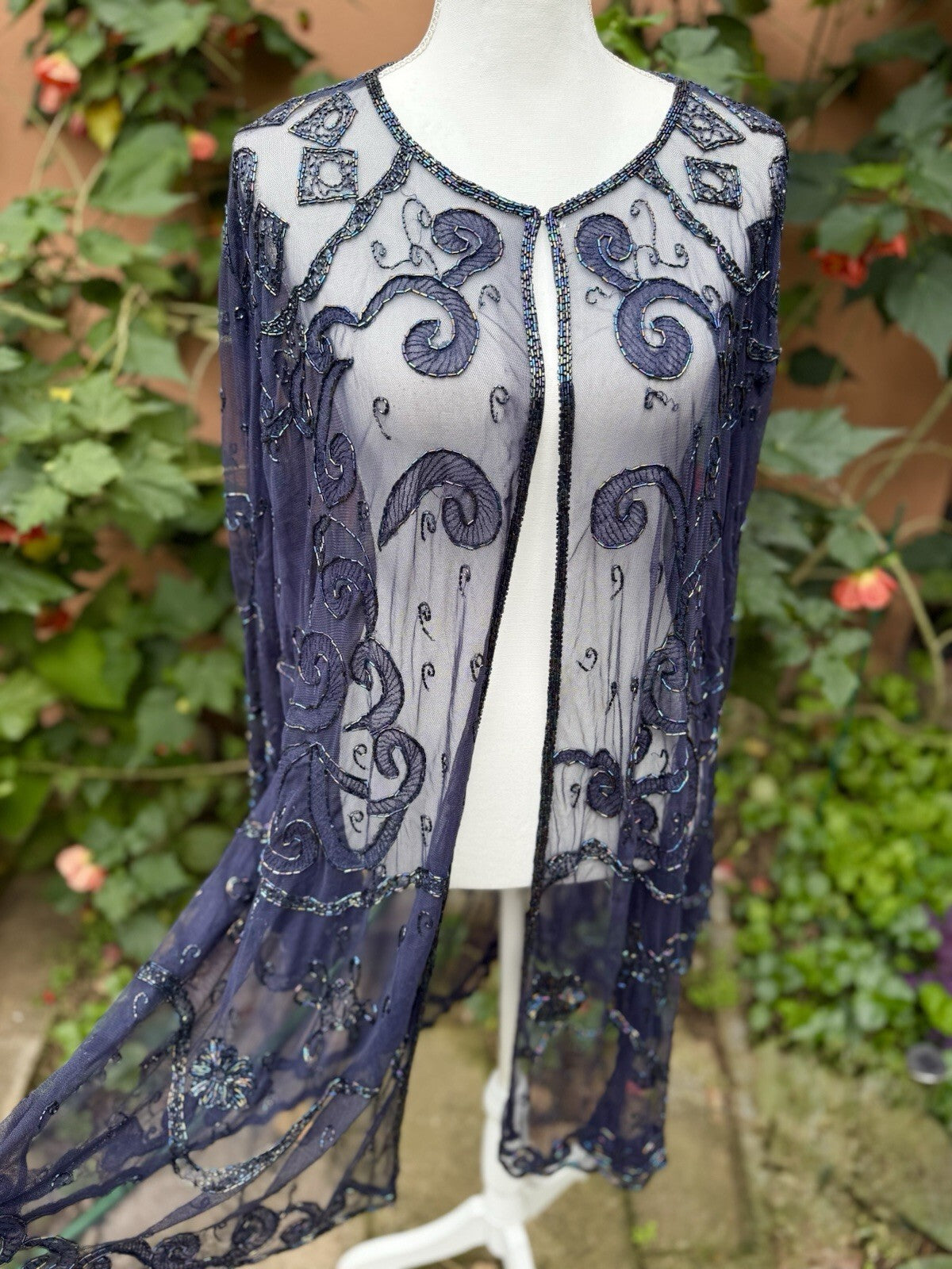 Judith Ann Plus vintage beaded mesh duster cardigan, women's 3X, photo 8