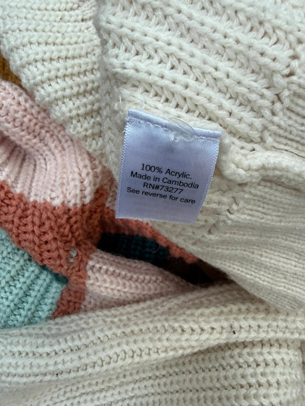 So Striped Aqua,Cream, And Brown Knit Sweater Size L