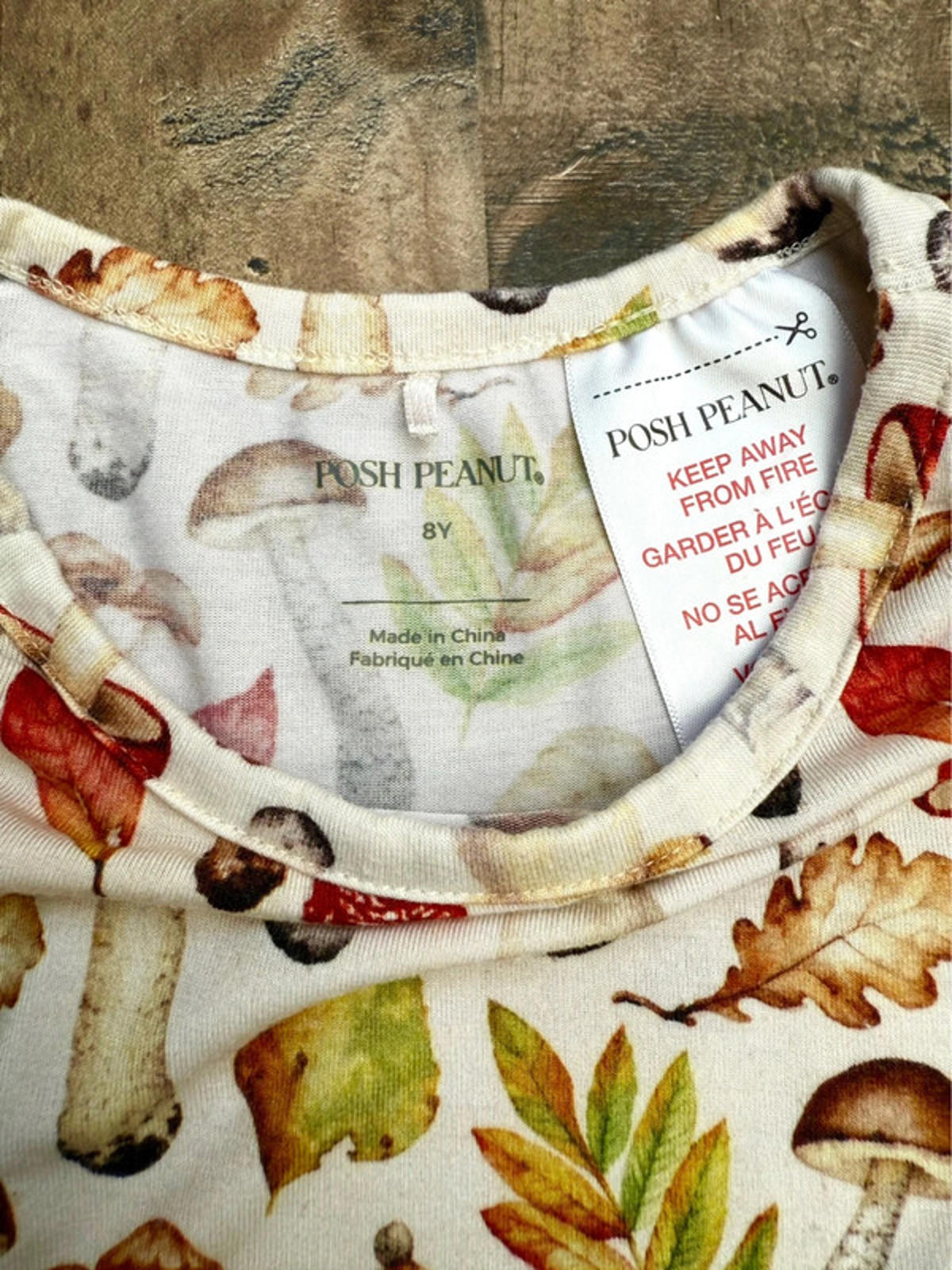 Posh Peanut Mushroom Fall Leaf Print Girls Twirl Dress Size 8