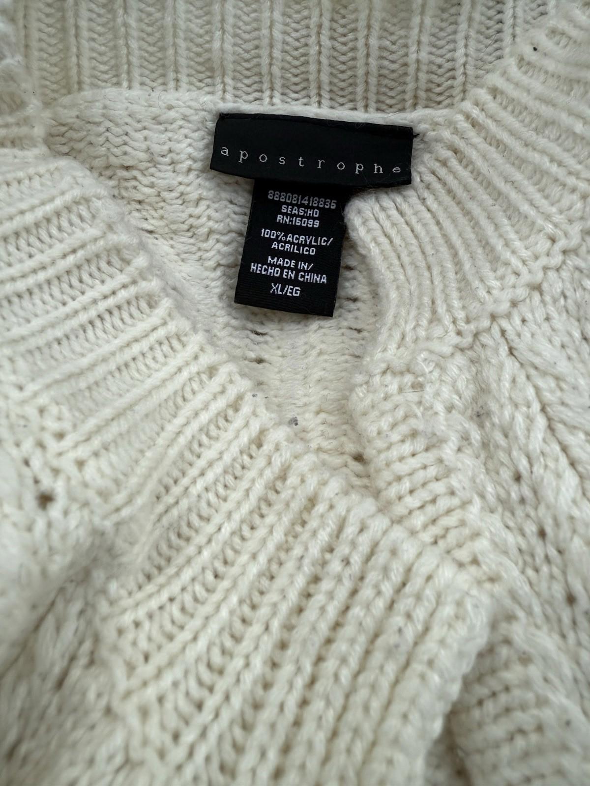 Apostrophe Sweater Cream And Grey Long Sleeved Fall Or Winter Size XL