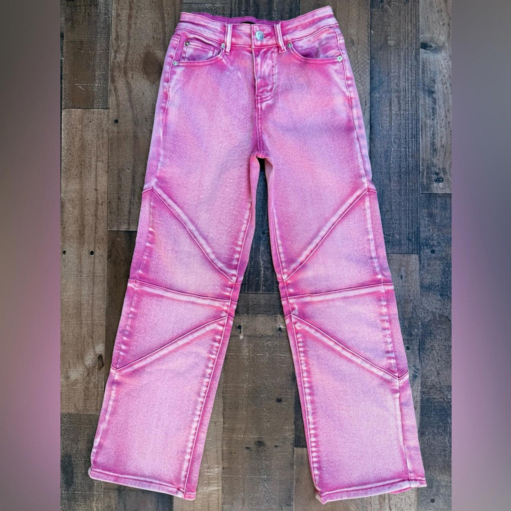 Size 10 Nova Kids Vibrant Pink, Adjustable Waist, Stretched Denim Pants