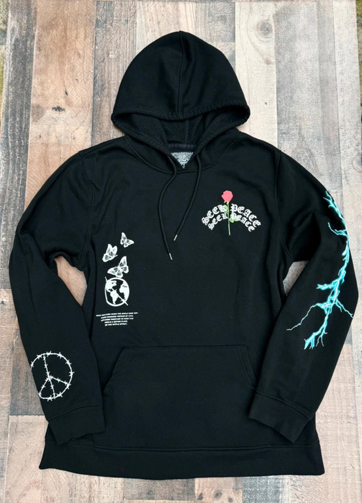 Brooklyn Cloth Seek Peace Black Hoodie Women’s Size XL