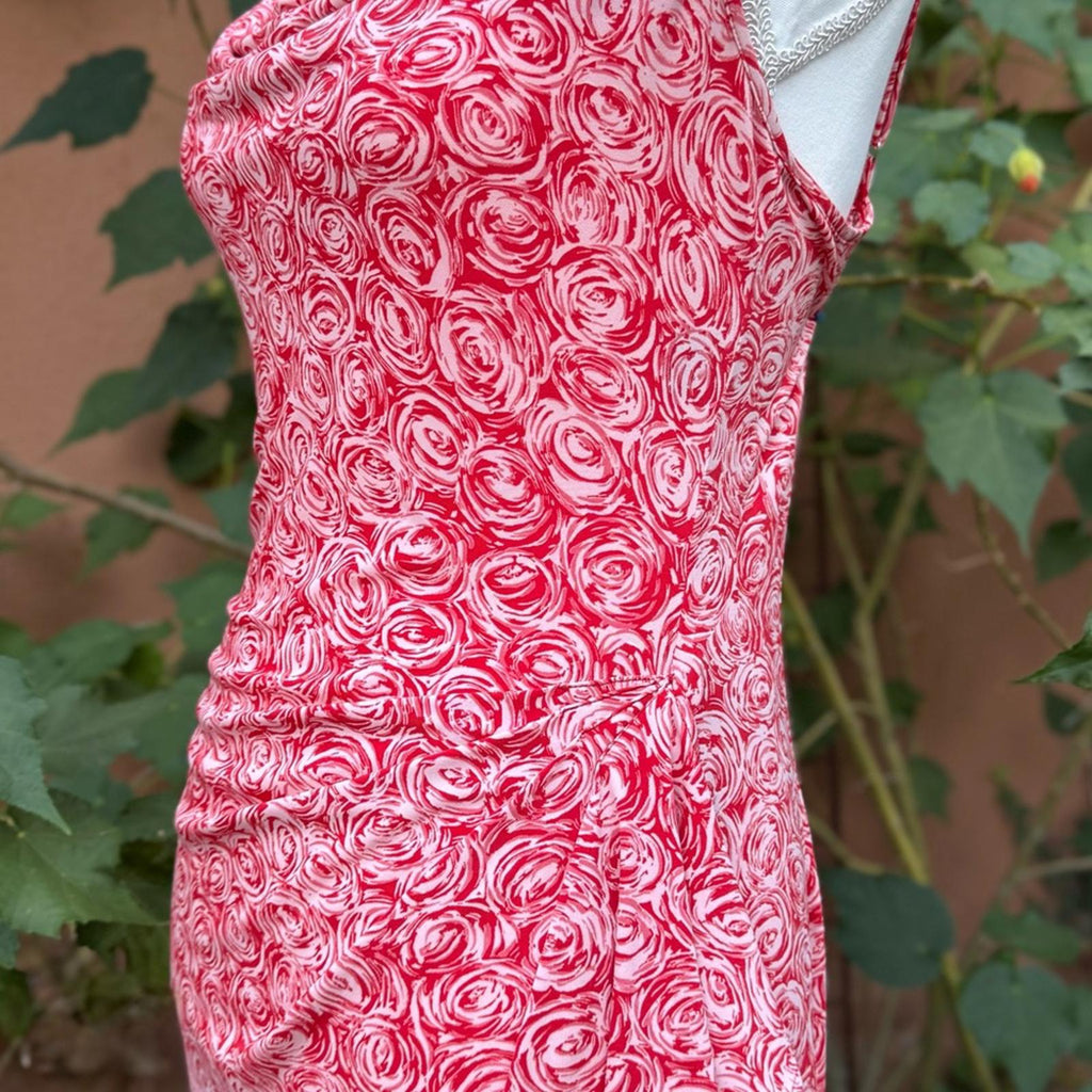 BCBG Max Azria Floral Red and White Dress Size L