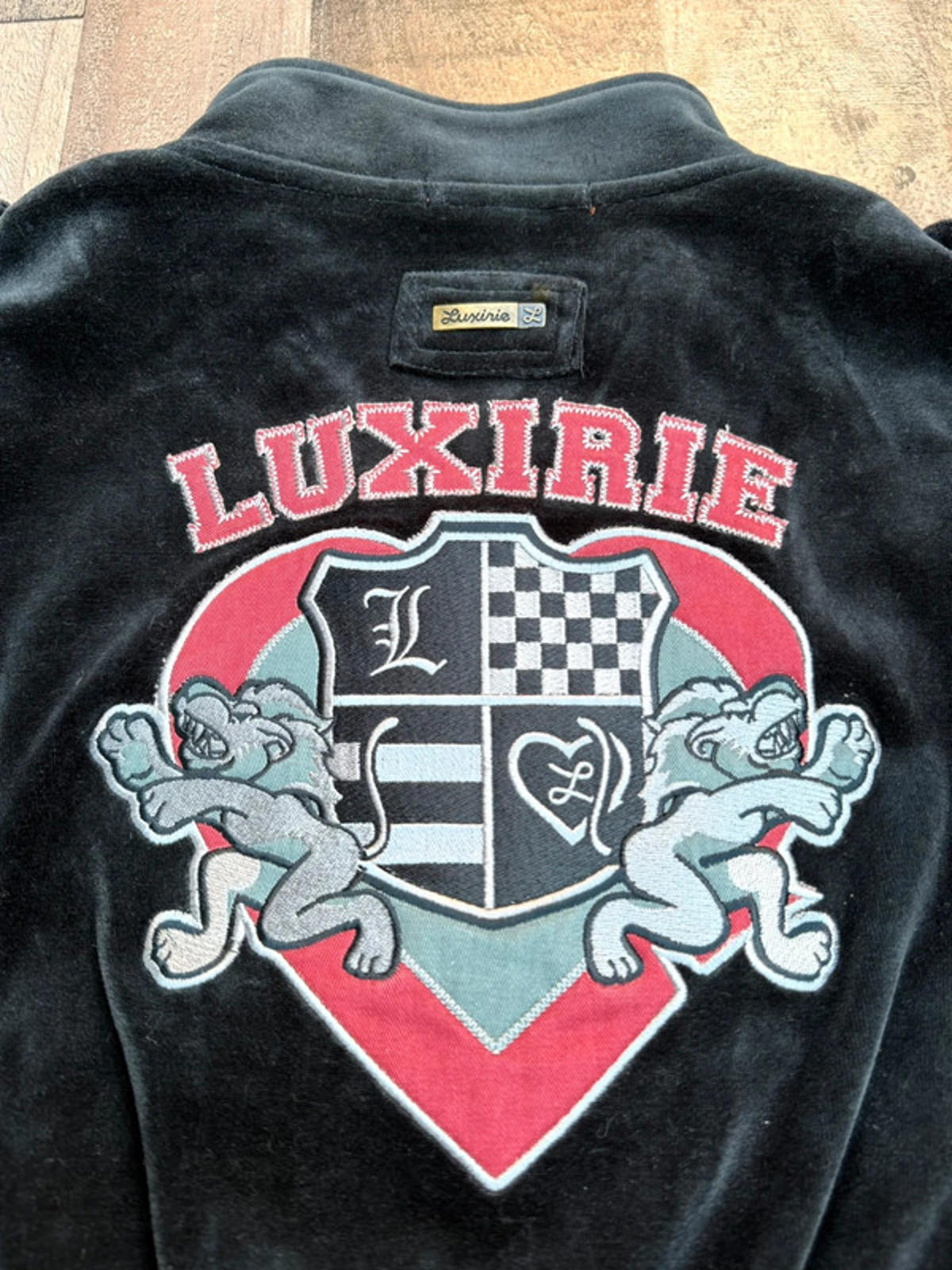 Black Rare Luxerie Embroidered Velvet Women’s Bomber Jacket Size XL