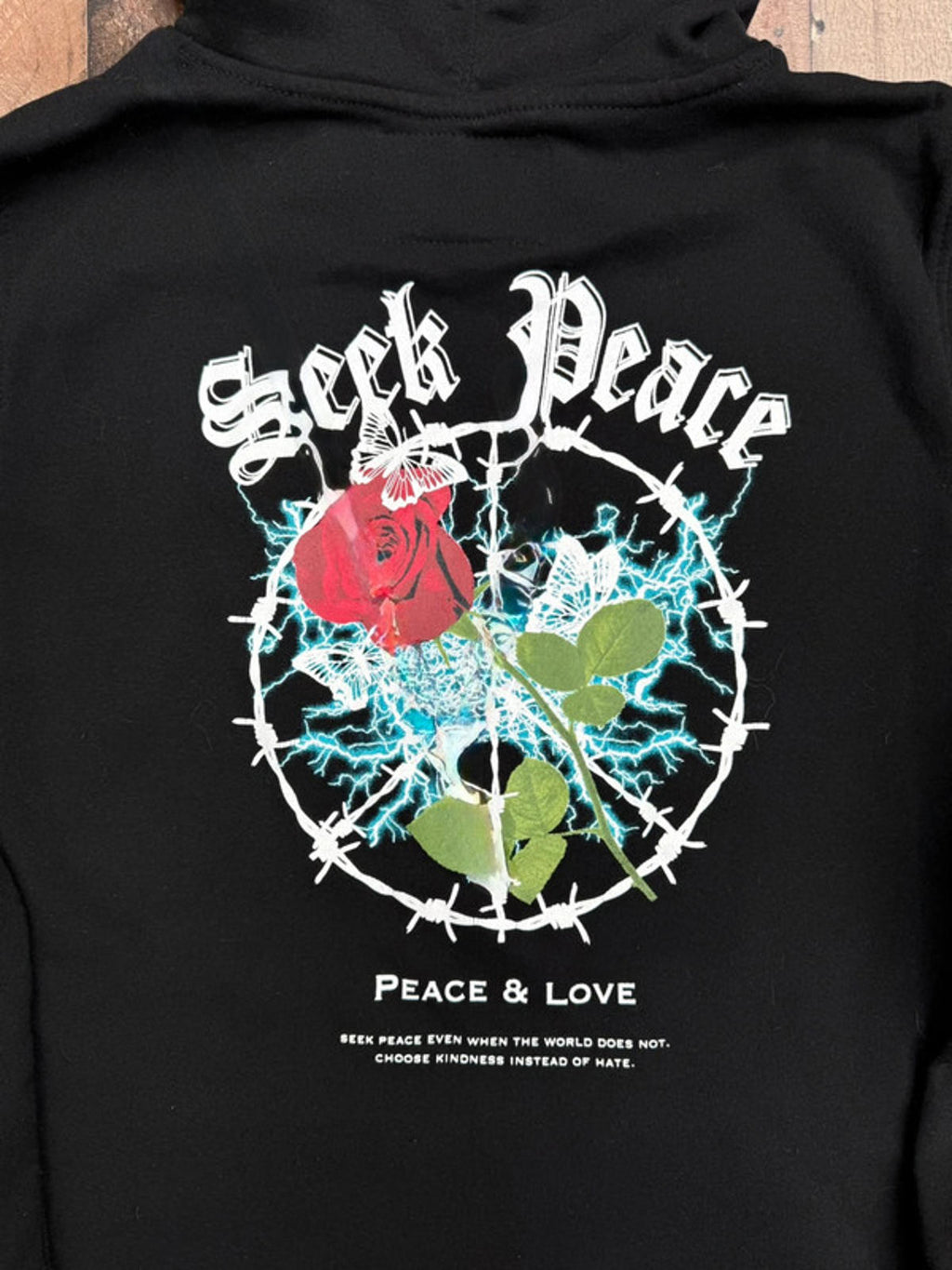 Brooklyn Cloth Seek Peace Black Hoodie Women’s Size XL