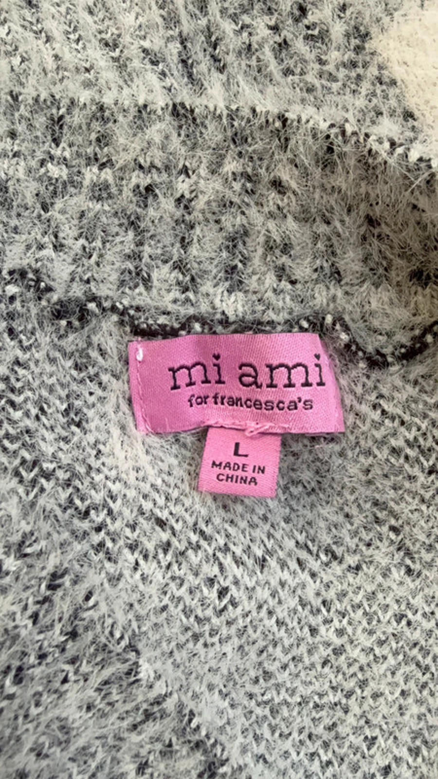 Mi Ami For Francesca’s Black White Checkered Super Soft Comfy Sweater Size L