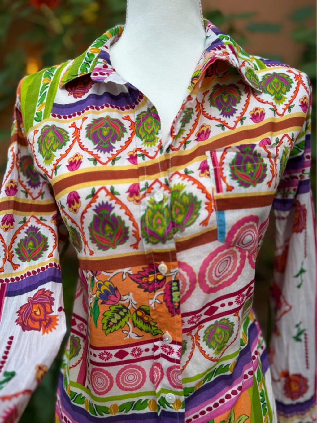 Lucky And Coco Floral Paisley Boho Collard Top Size M