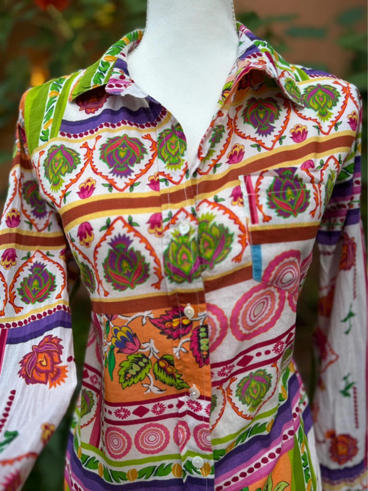 Lucky And Coco Floral Paisley Boho Collard Top Size M