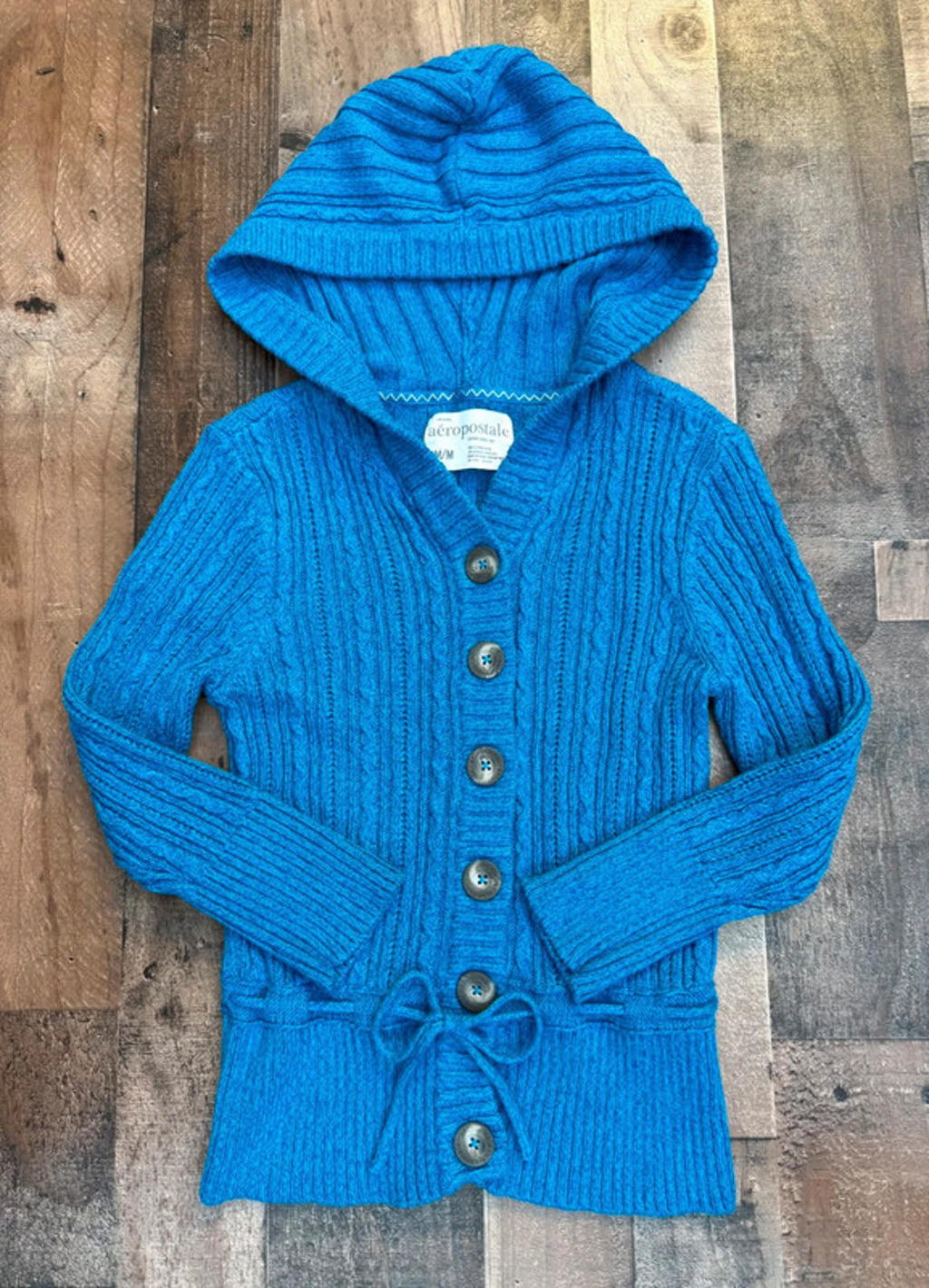 Aeropostale Kid Girl Aqua Knit Hoodie Size M