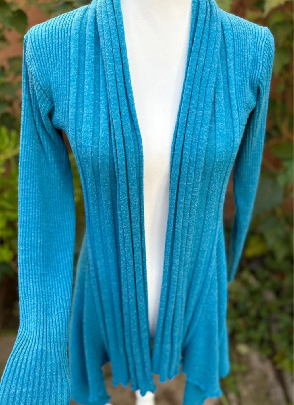 L’Adore Aqua Ribbed Cardigan Sweater Women’s Size M