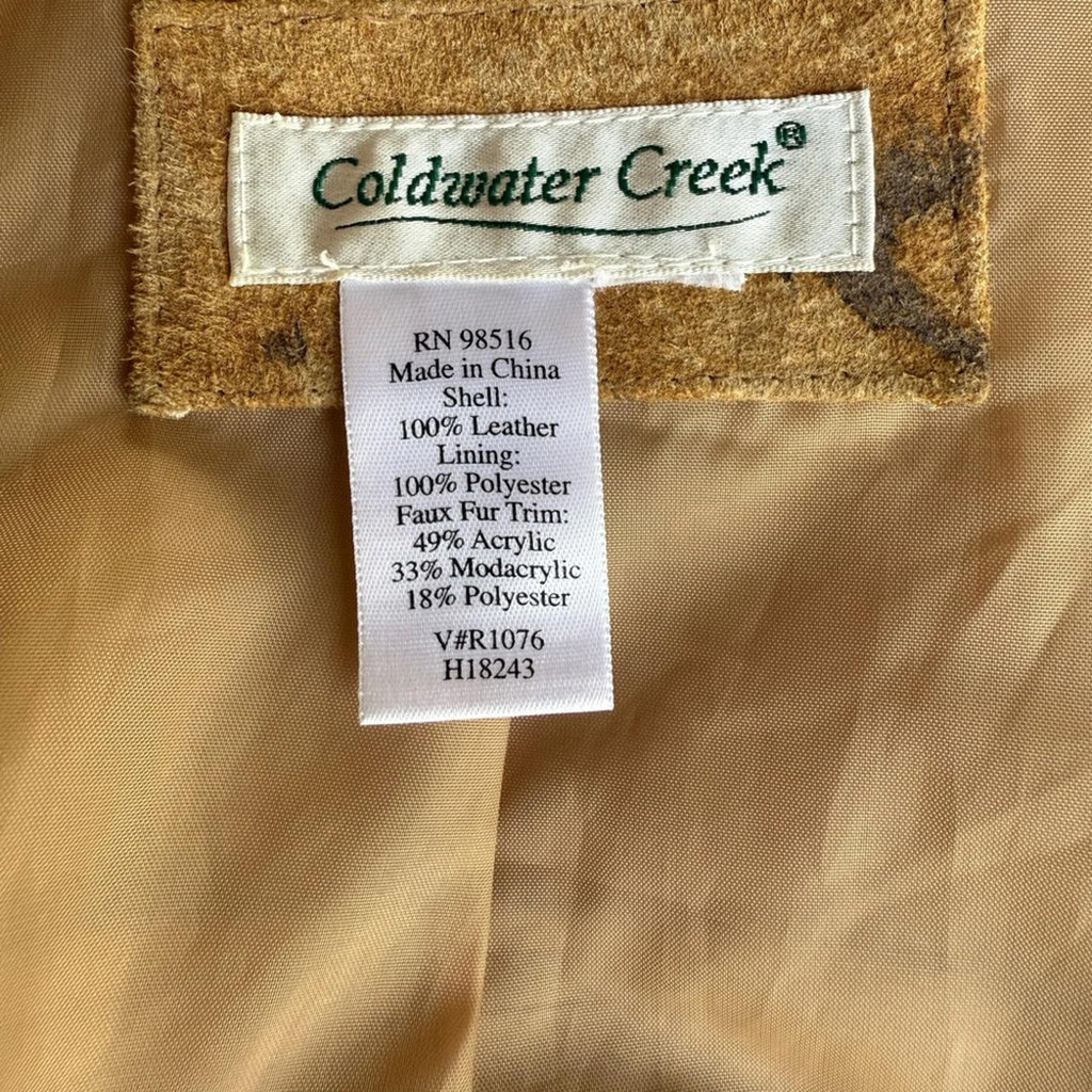 Coldwater Creek Speckled Tan Animal Print Fur Trim Jacket Size XL