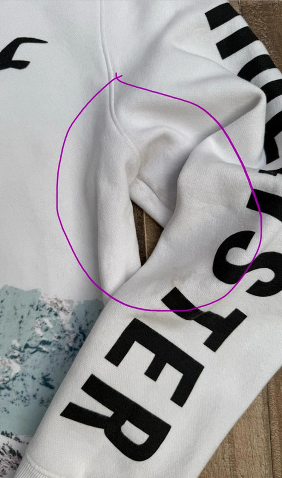 Hollister Snow Scenery Graphic White Pull Over Hoodie Men’s Size M