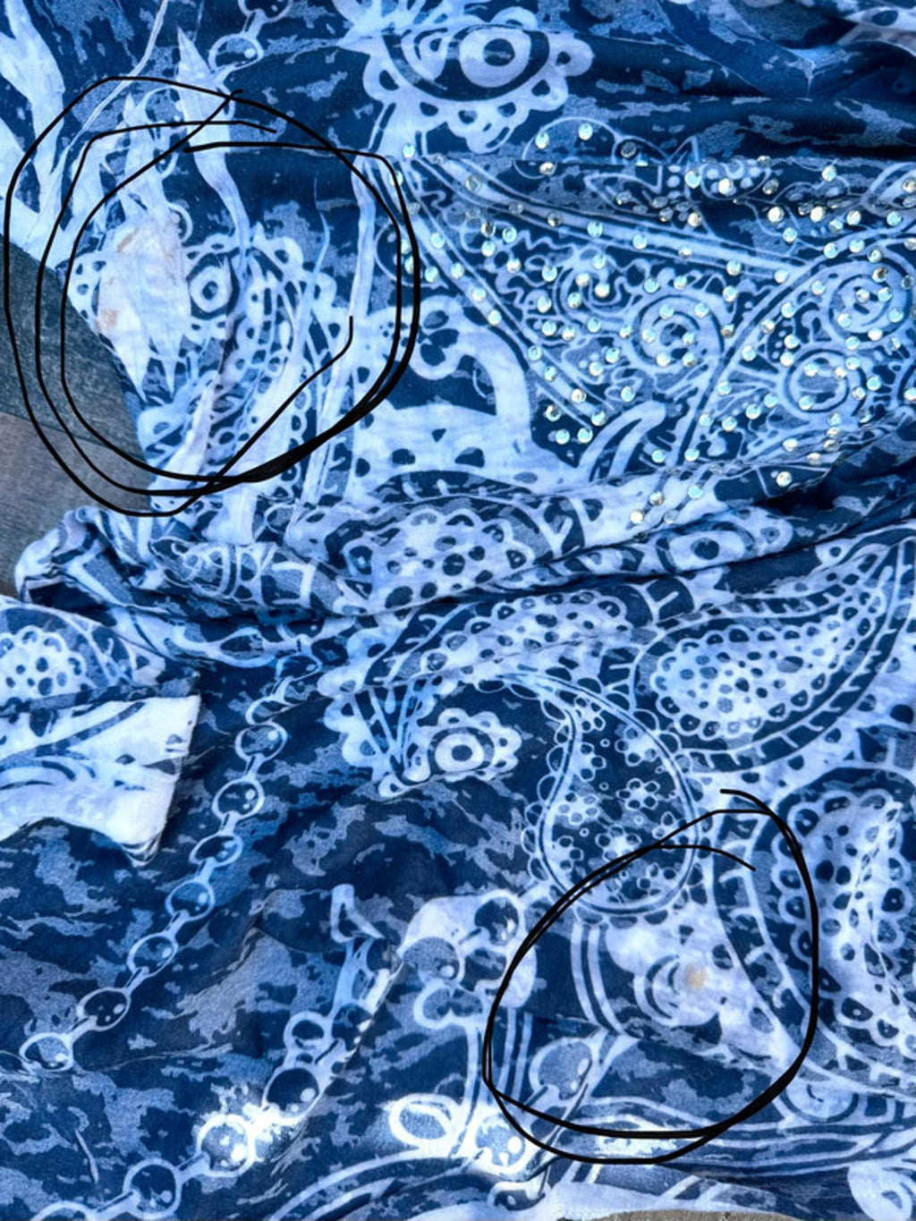 INC International Concepts Paisley Pattern Hooded Bedazzled Top Size M