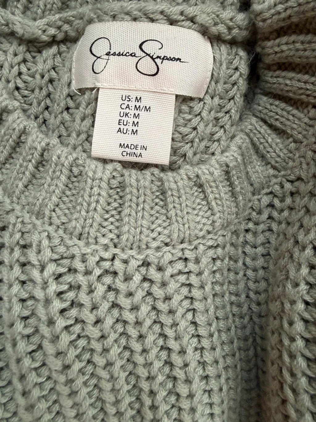 Jessica Simpson Olive Green Polka Dot Sleeved Warm Sweater Women Size M